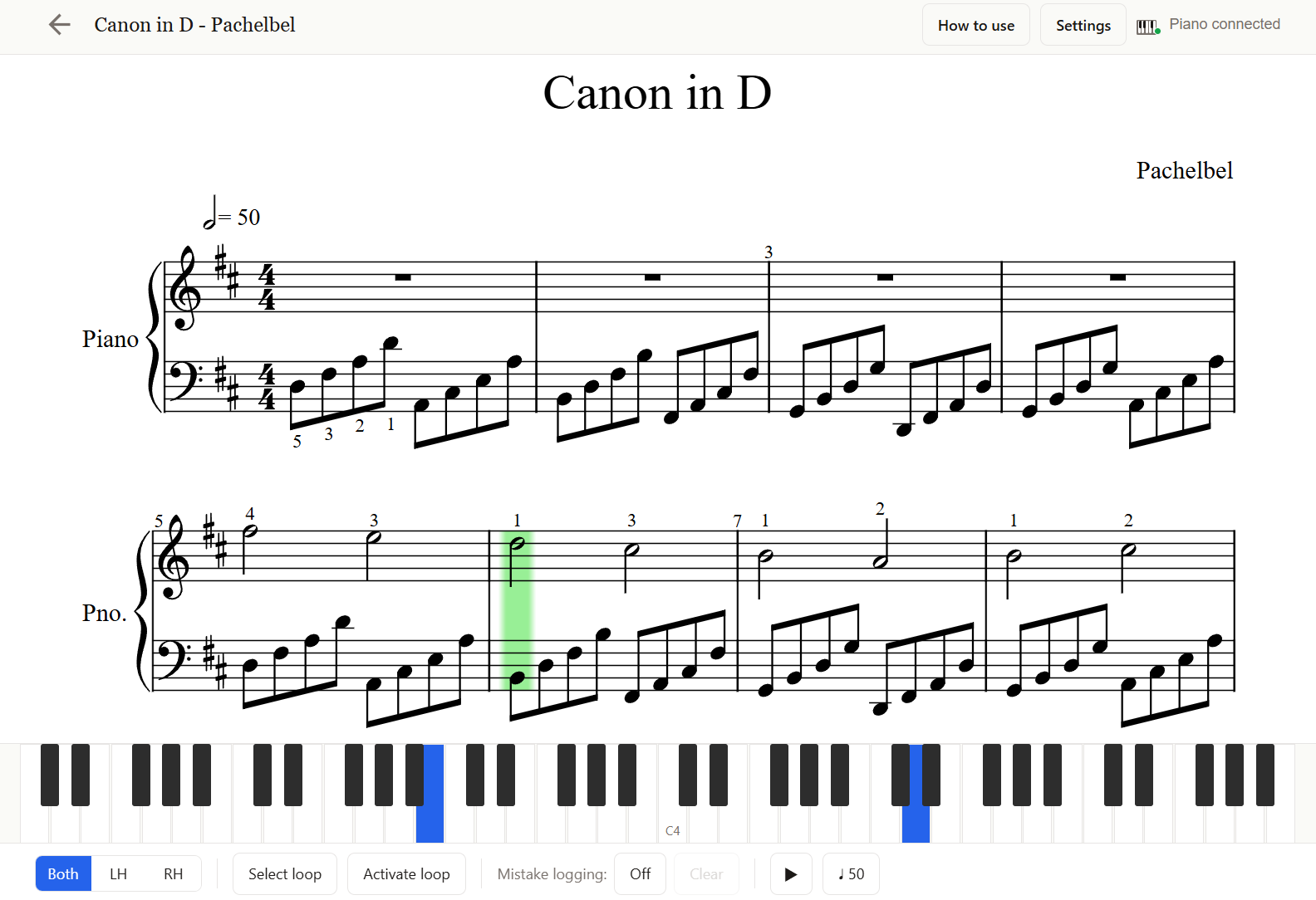 The Klavis Piano player following along as you play a piece