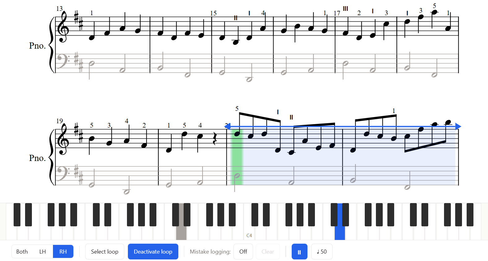 Loop selection and hand separation practice tools
